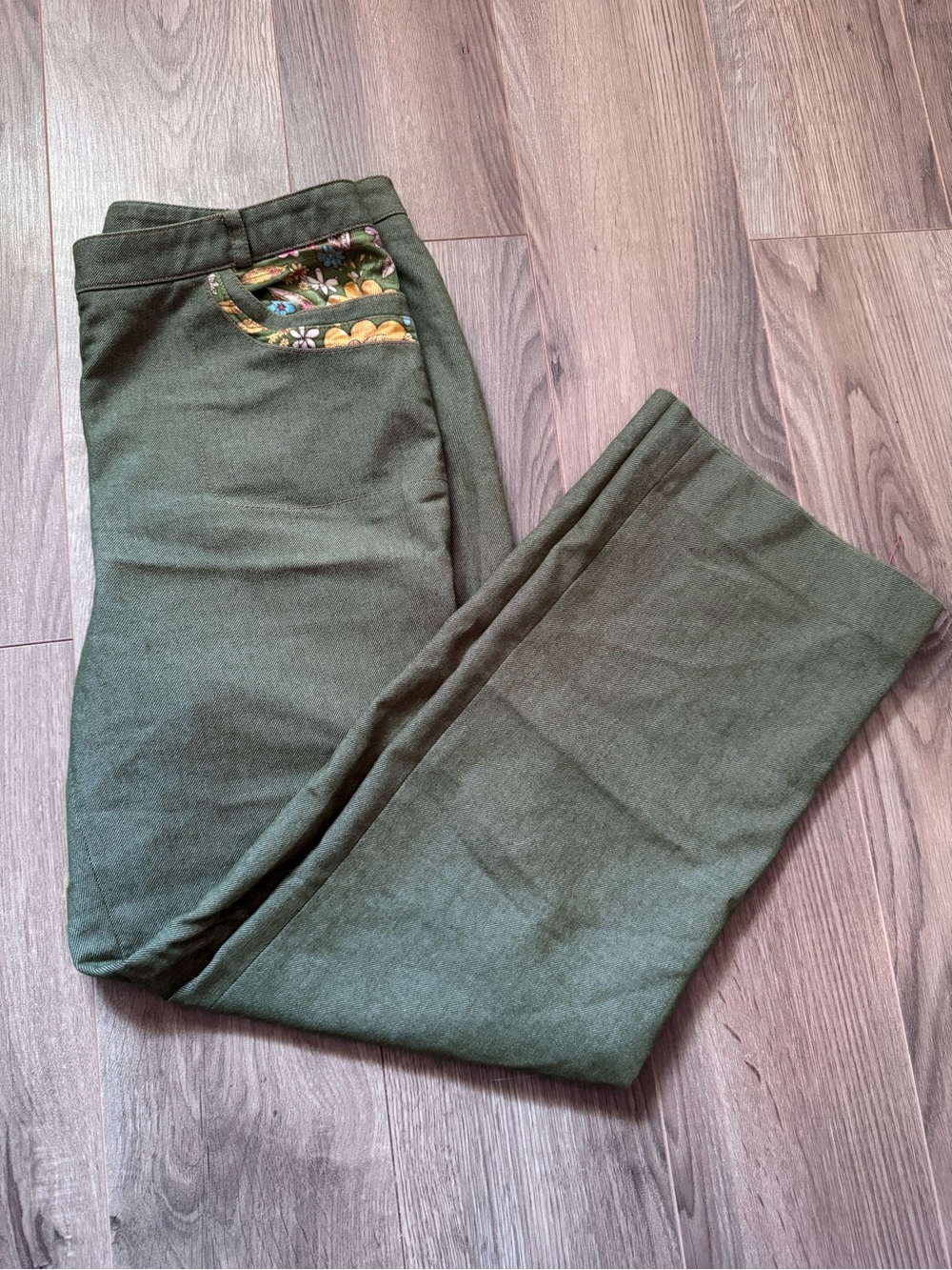 Vintage Green Floral Pants